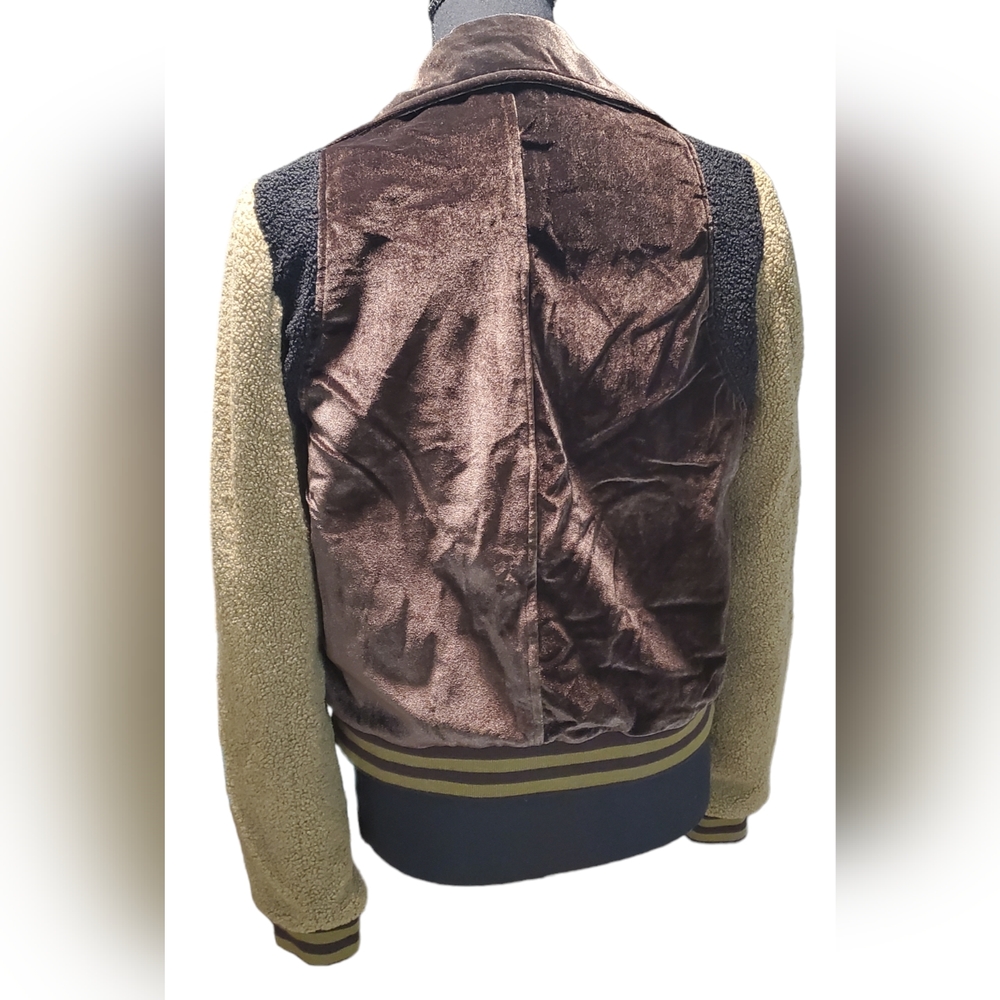 POL Ladies Bomber Style Motorcycle Jacket With Zipper Vent, Olive & Brown, NWOT - Picture 5 of 5